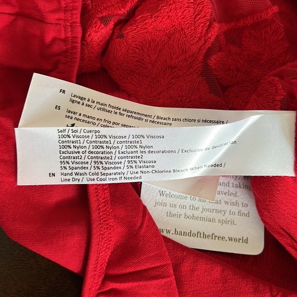 BAND OF THE FREE KALLITHEA RED SHEER EMBROIDERY BODYSUIT - Picture 9 of 10